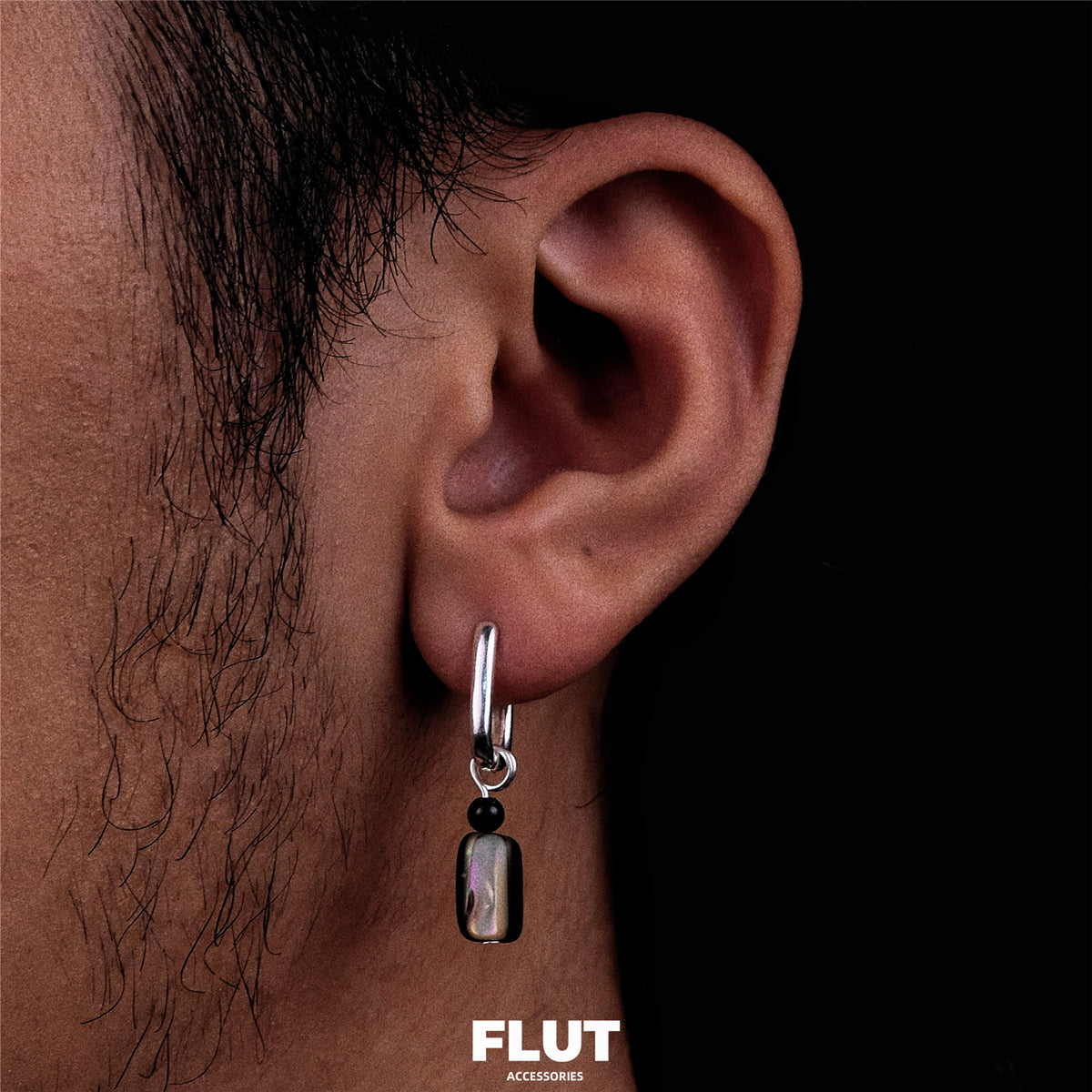 FLUT Square Obsidian Earrings in 925 Sterling Silver 555 Main image