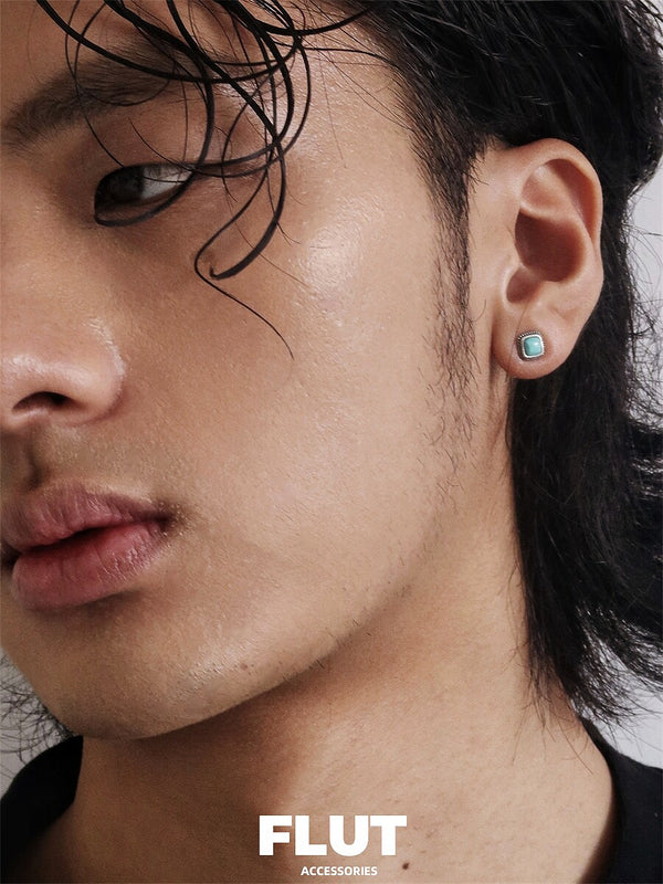FLUT Turquoise Stud Earrings in Sterling Silver e002