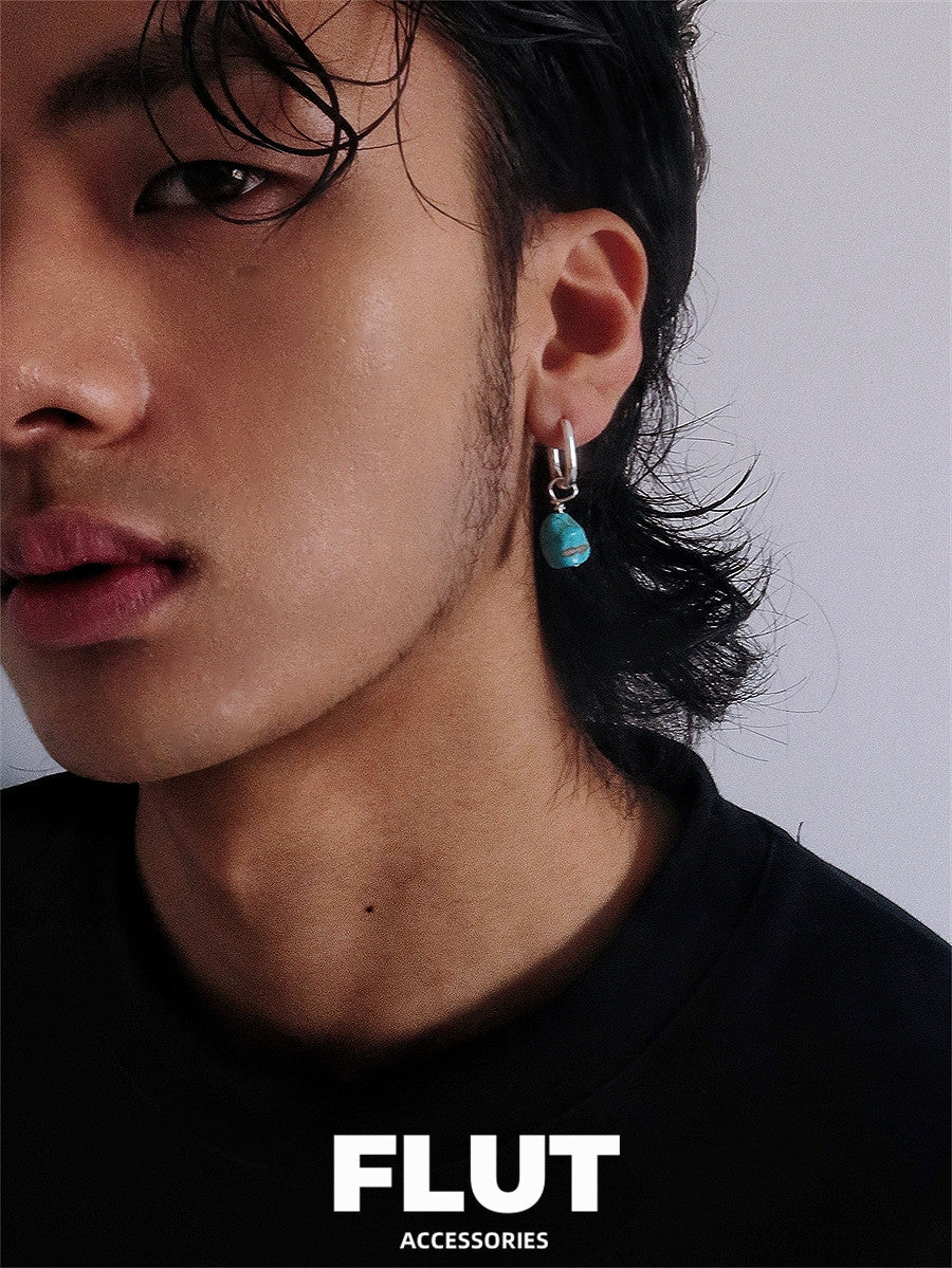 FLUT Turquoise Organic Drop Earrings in Sterling Silver e031