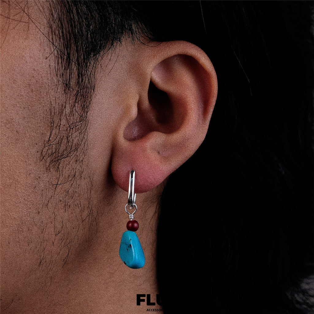 FLUT Turquoise and Cinnabar Sterling Silver Earrings 508
