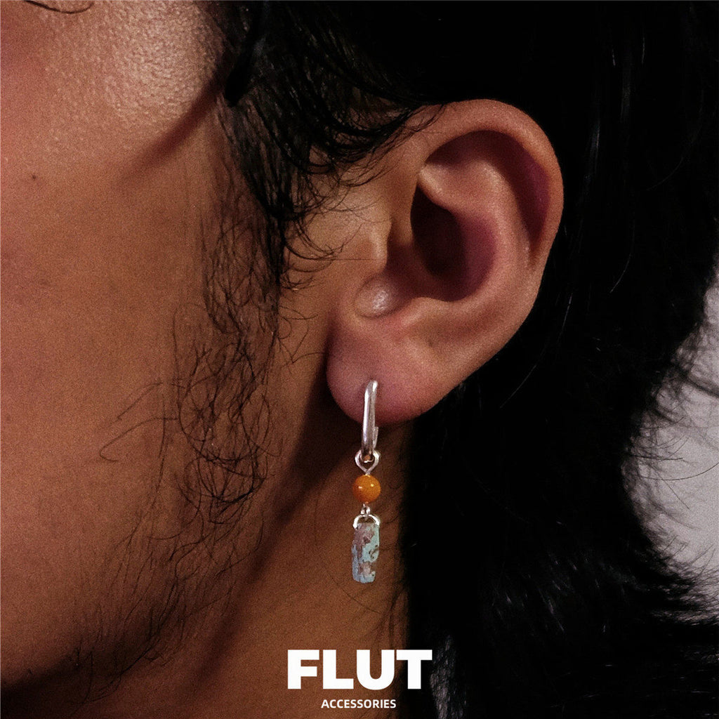 FLUT Amber and Turquoise Drop Earrings in Sterling Silver 127