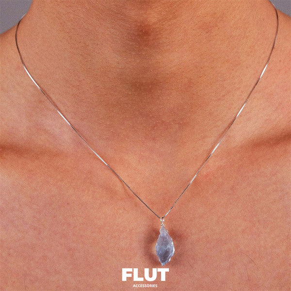 FLUT Organic Aquamarine Pendant Necklace in Sterling Silver 336