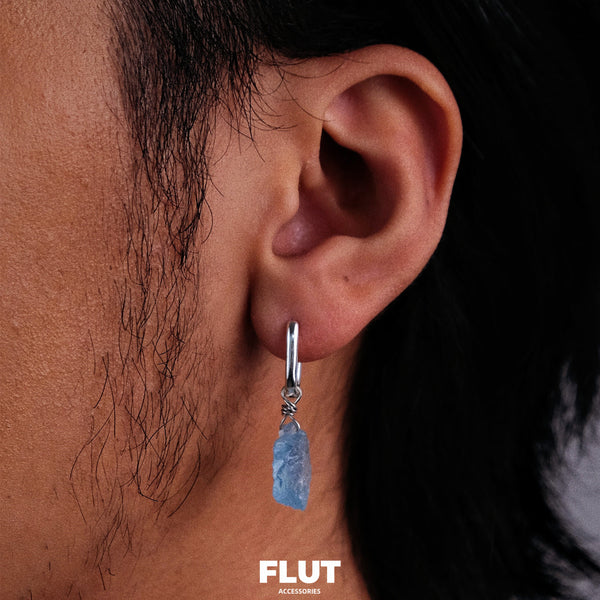 FLUT Organic Aquamarine Drop Earrings in Sterling Silver 310