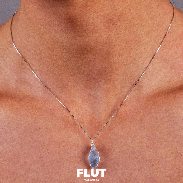 FLUT Organic Aquamarine Pendant Necklace in Sterling Silver 336