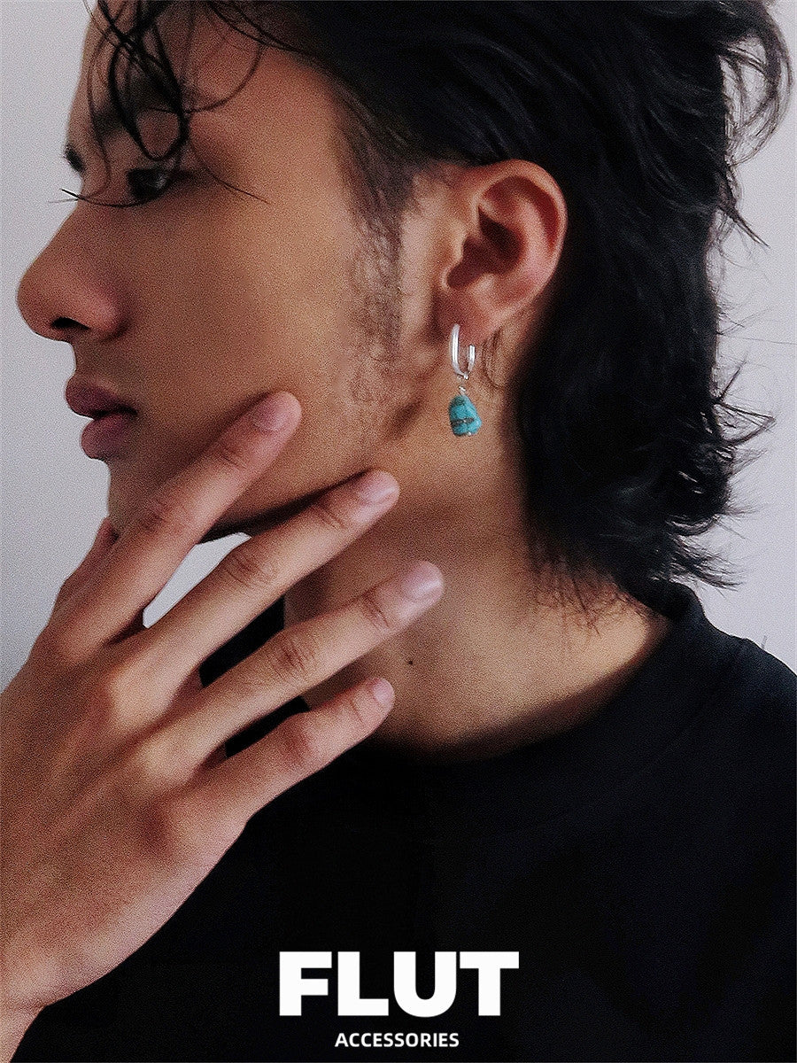FLUT Turquoise Organic Drop Earrings in Sterling Silver e031