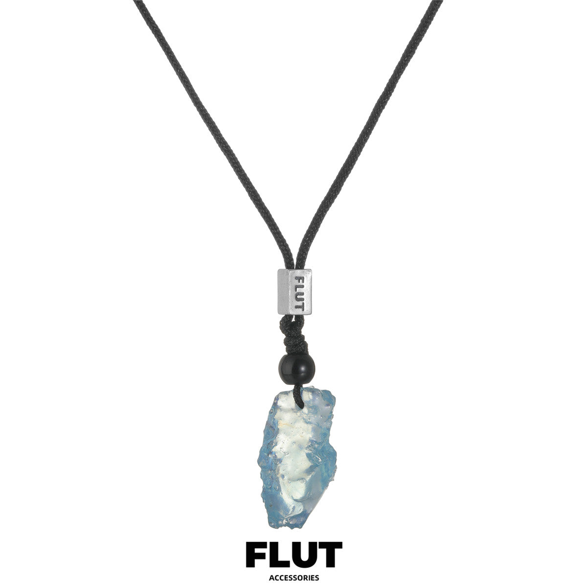FLUT Natural Aquamarine Pendant Necklace | Handwoven Cord