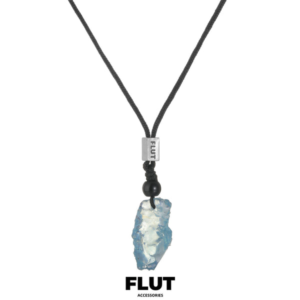 FLUT Natural Aquamarine Pendant Necklace | Handwoven Cord