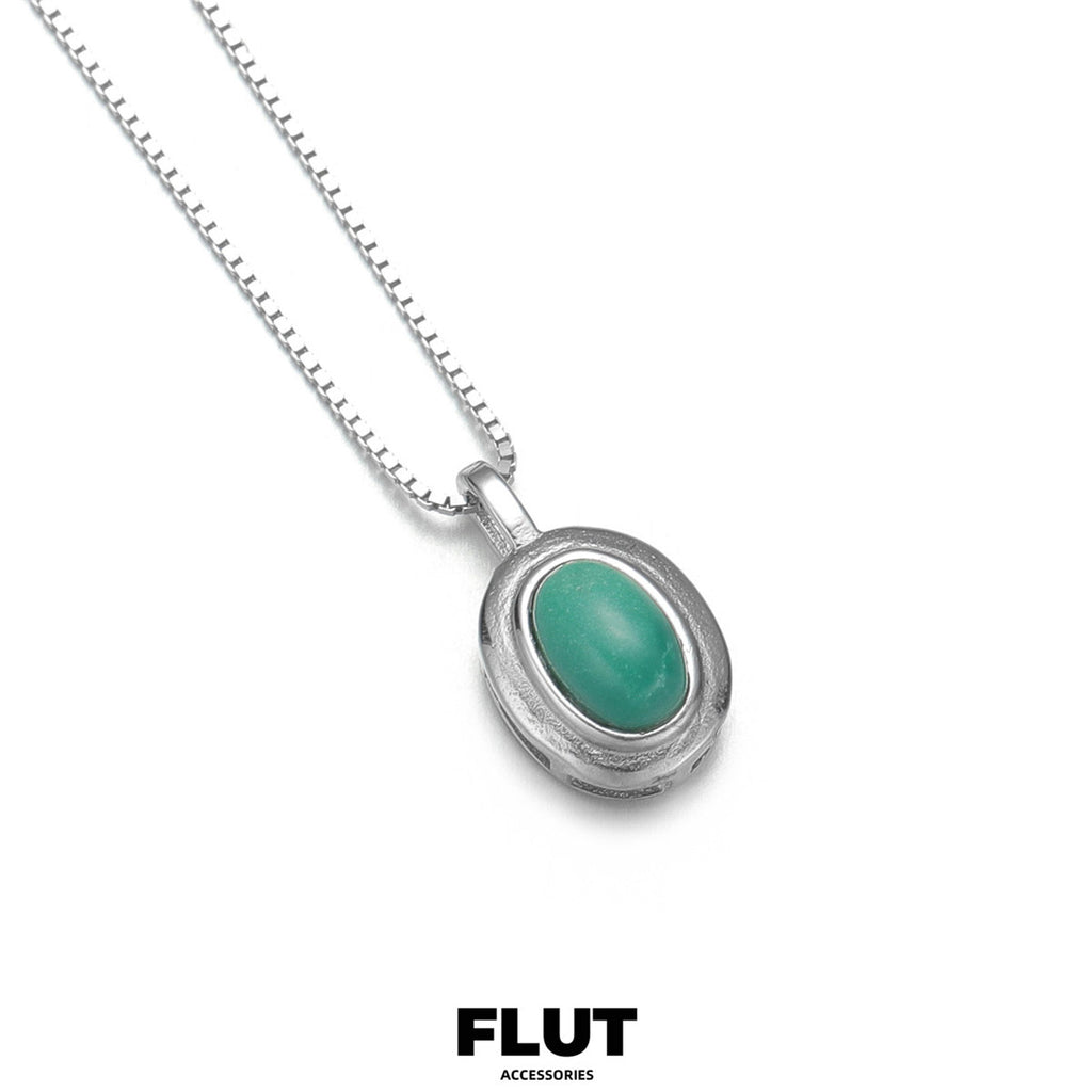 FLUT Turquoise Pendant Necklace in 925 Sterling Silver 093