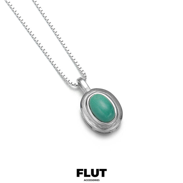 FLUT Turquoise Pendant Necklace in 925 Sterling Silver 093