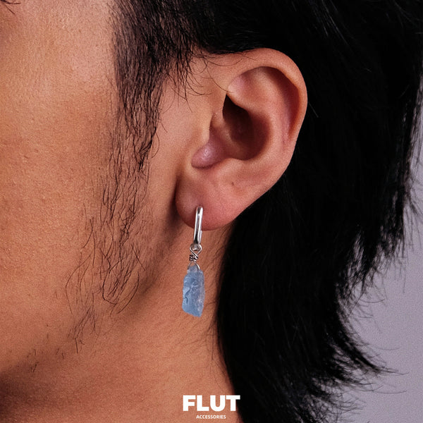 FLUT Organic Aquamarine Drop Earrings in Sterling Silver 310