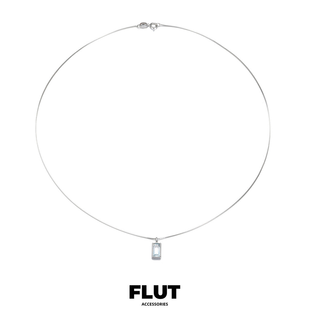 FLUT Square Topaz Pendant Necklace in 925 Sterling Silver 650