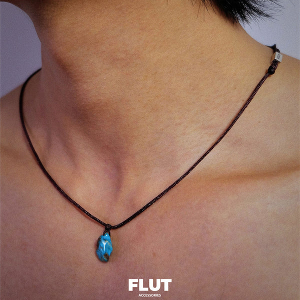 FLUT Turquoise Pendant Necklace with Hand-Braided Cord 182