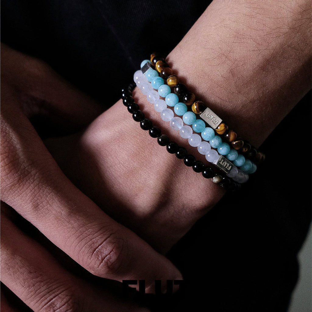 FLUT Obsidian and Tiger’s Eye Beaded Bracelet B056