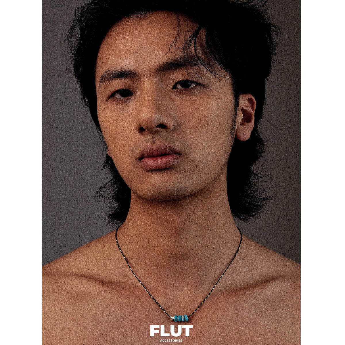 FLUT Natural Turquoise Pendant Necklace with Handwoven Cord 368