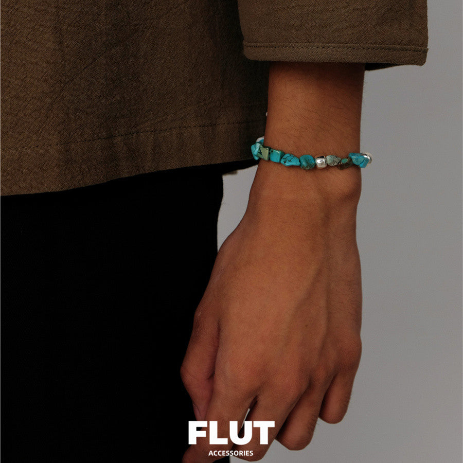 FLUT Handmade Turquoise Beaded Bracelet | Sterling Silver Unisex Jewelry