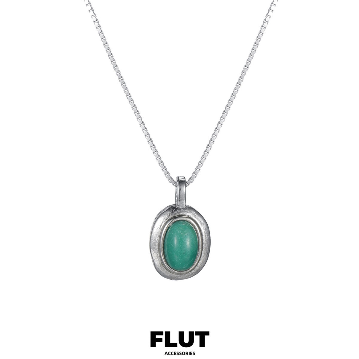 FLUT Turquoise Pendant Necklace in 925 Sterling Silver 093