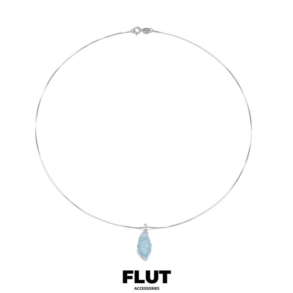 FLUT Organic Aquamarine Pendant Necklace in Sterling Silver 336