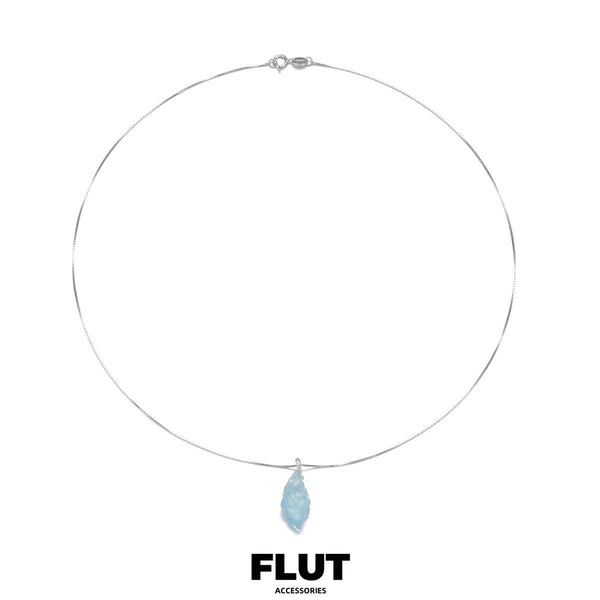 FLUT Organic Aquamarine Pendant Necklace in Sterling Silver 336