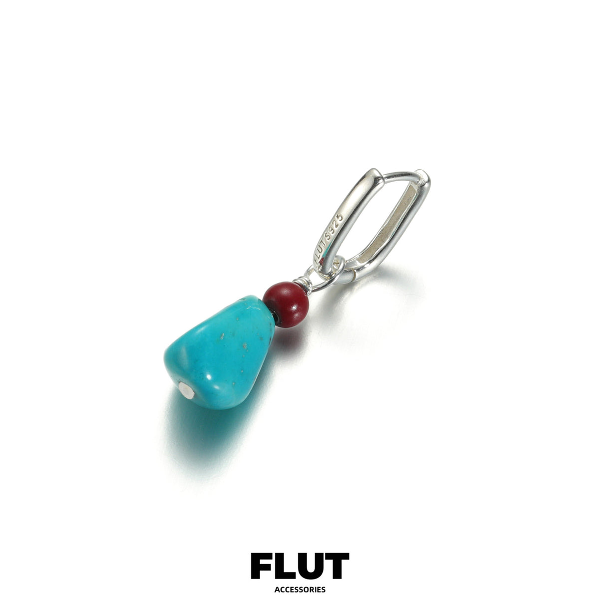 FLUT Turquoise and Cinnabar Sterling Silver Earrings 508