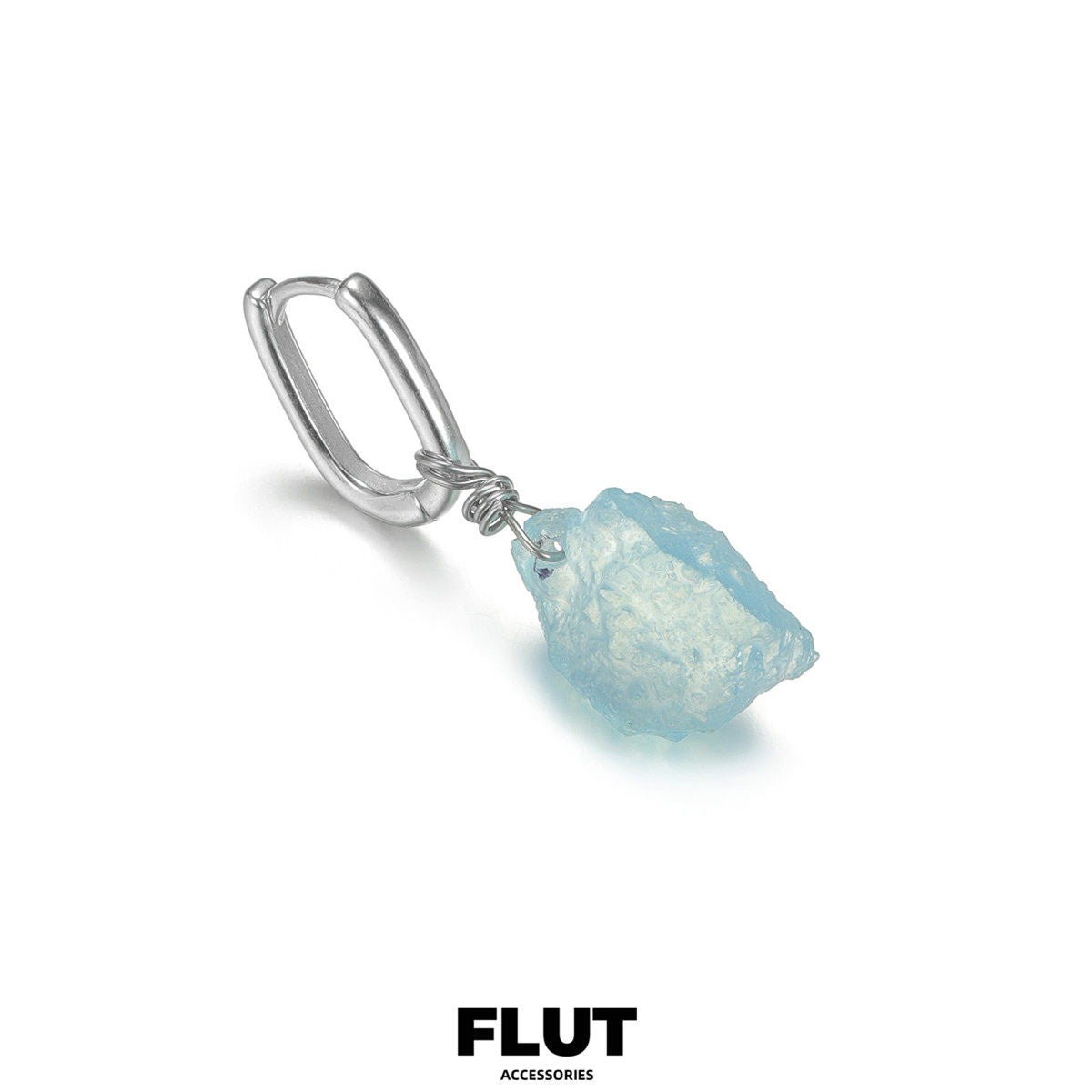 FLUT Organic Aquamarine Drop Earrings in Sterling Silver 310 Secondary image