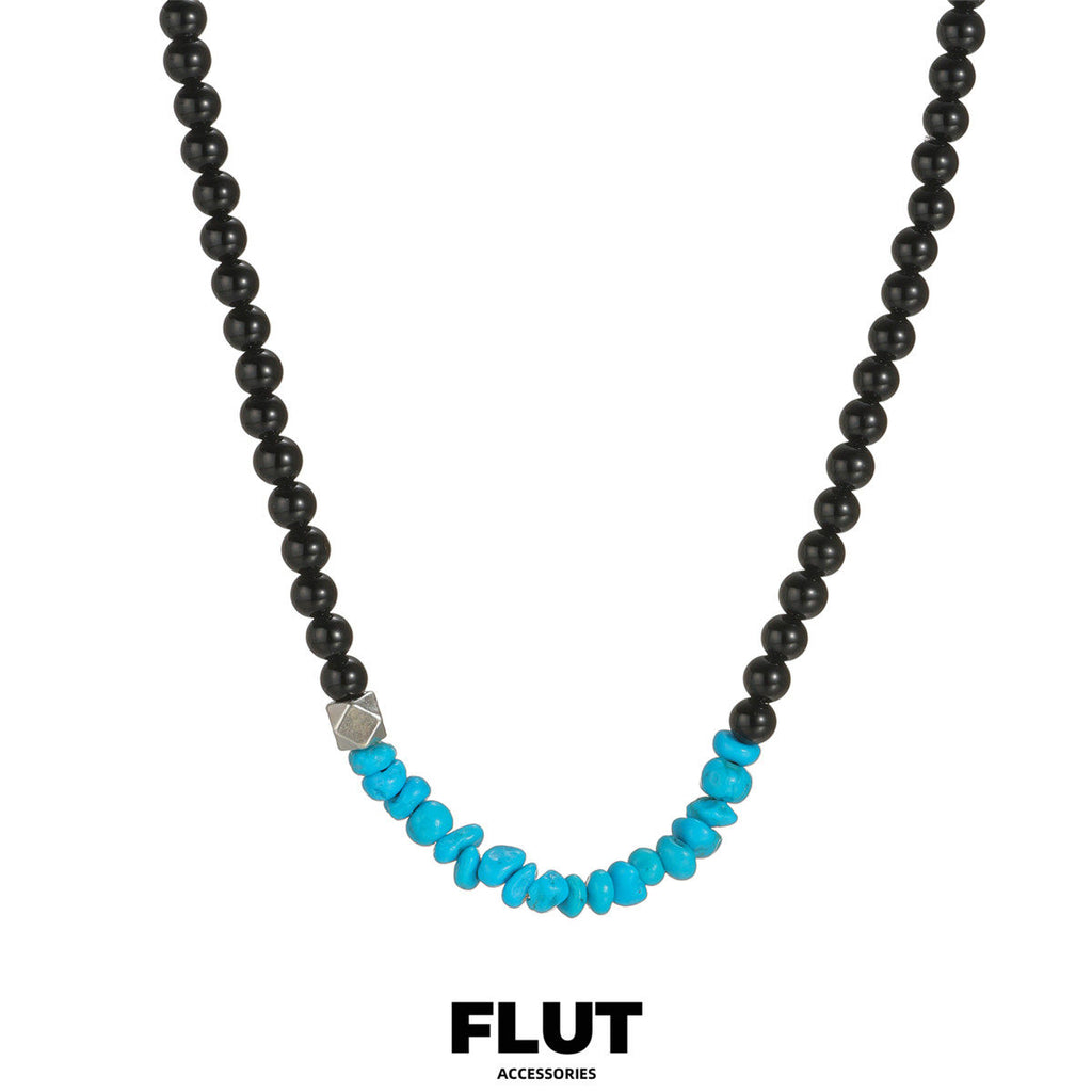 FLUT Sterling Silver Turquoise & Black Onyx Necklace 595