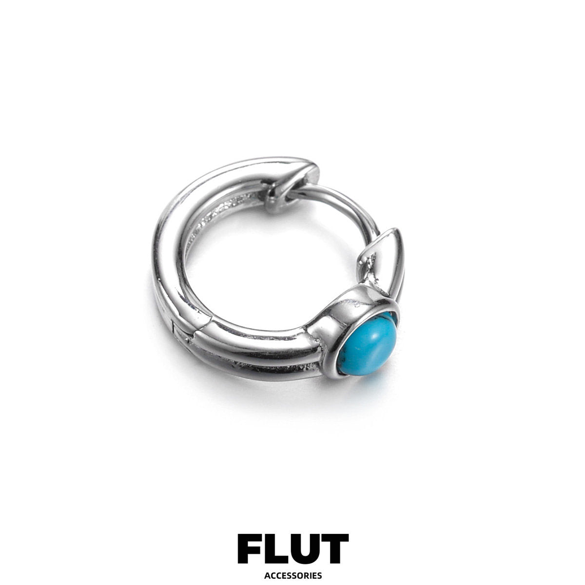 FLUT Turquoise Hoop Earrings in 925 Sterling Silver B024
