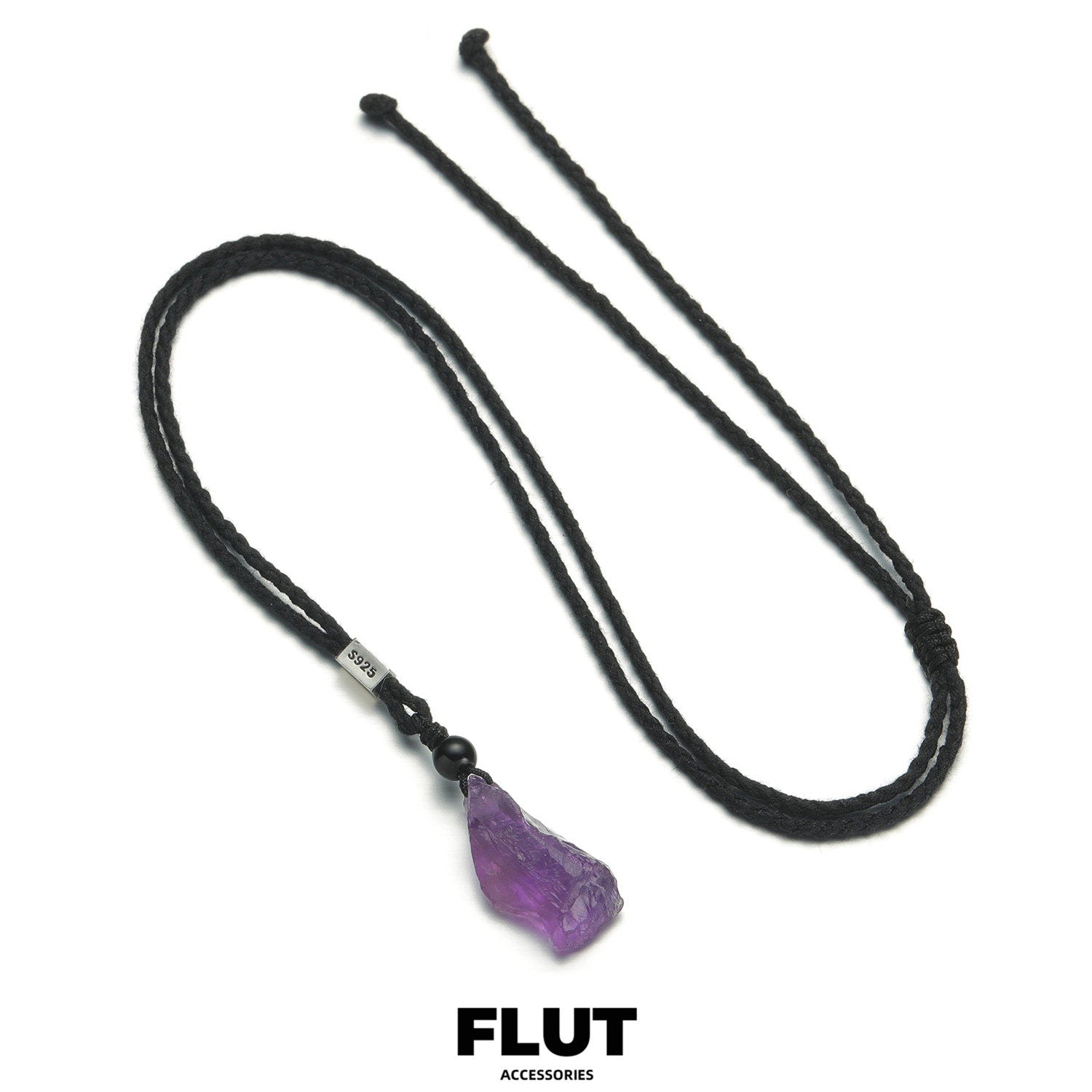 FLUT Natural Amethyst Pendant Cord Necklace