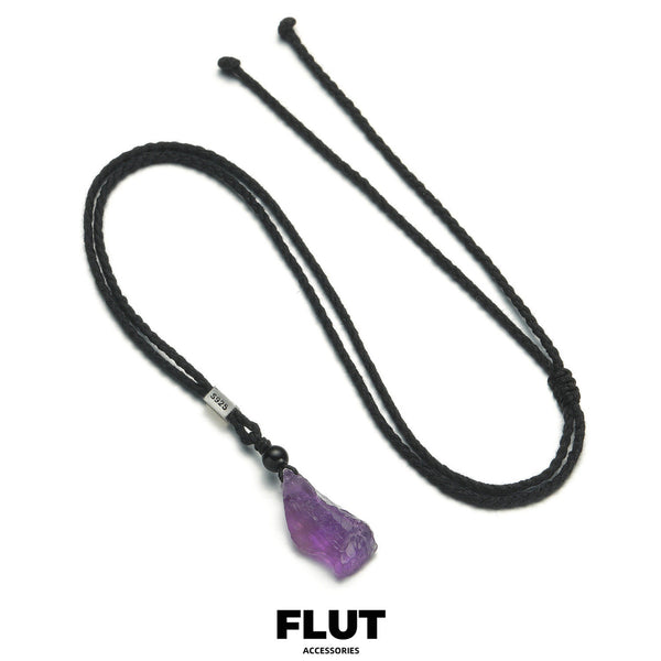 FLUT Natural Amethyst Pendant Cord Necklace