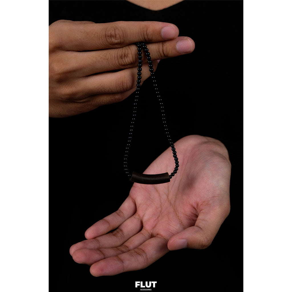 FLUT Agarwood and Black Onyx Beaded Necklace 758