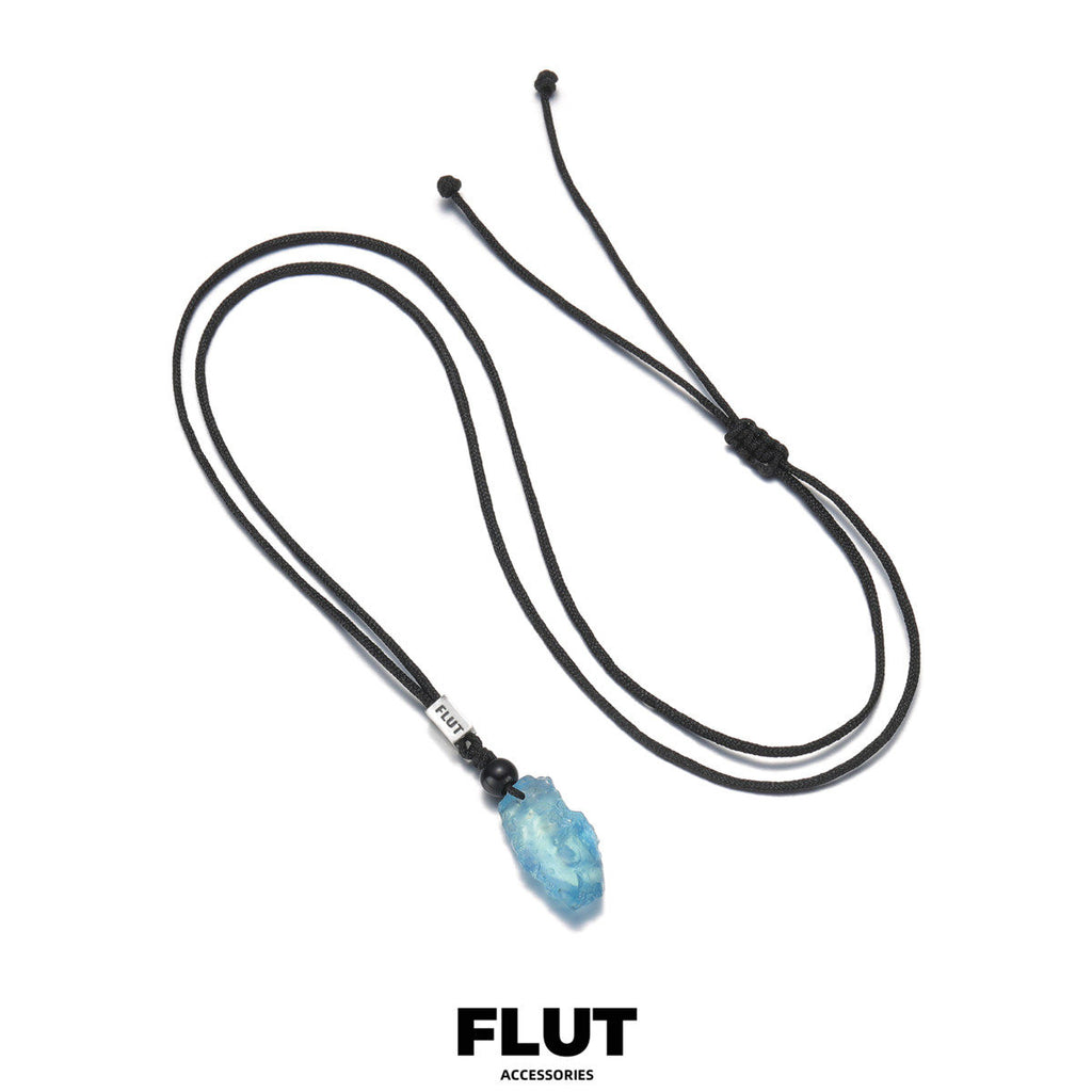 FLUT Natural Aquamarine Pendant Necklace | Handwoven Cord