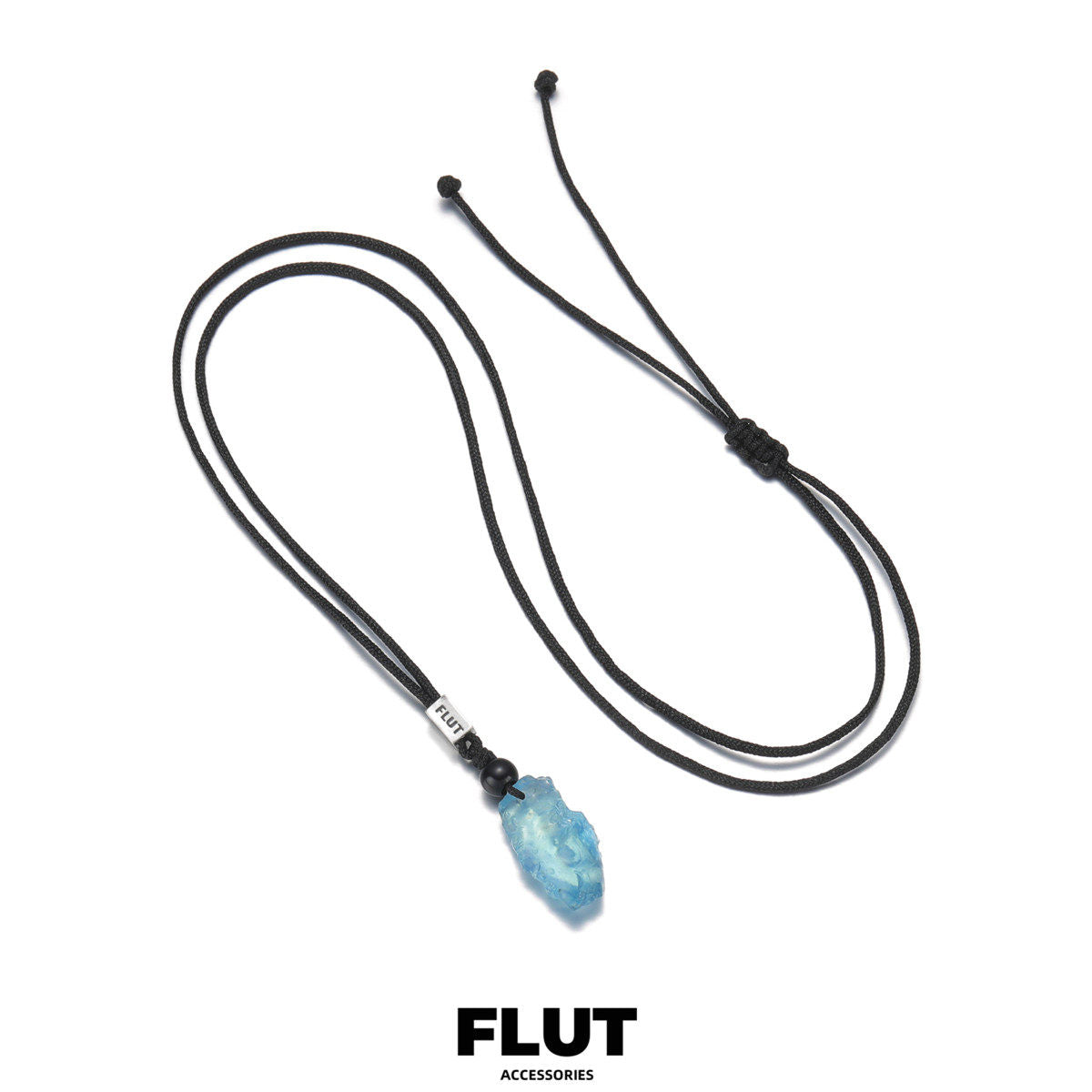 FLUT Natural Aquamarine Pendant Necklace | Handwoven Cord