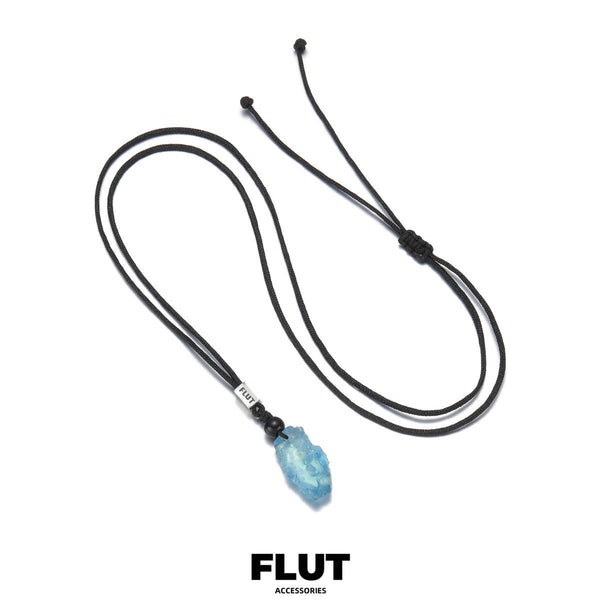 FLUT Natural Aquamarine Pendant Necklace | Handwoven Cord