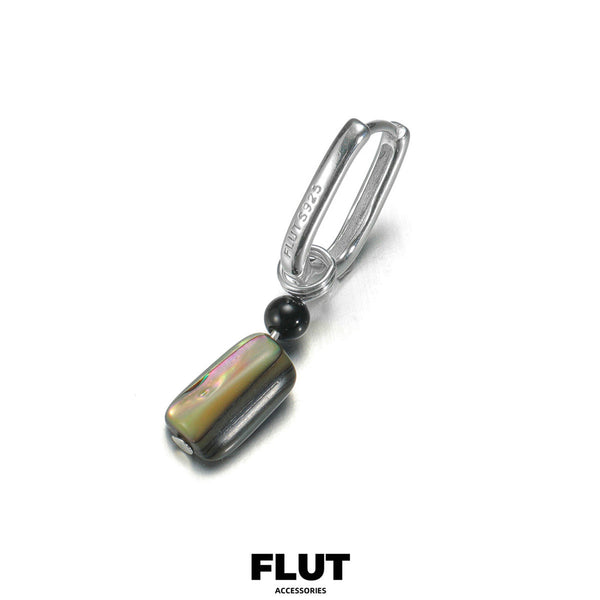FLUT Square Obsidian Earrings in 925 Sterling Silver 555