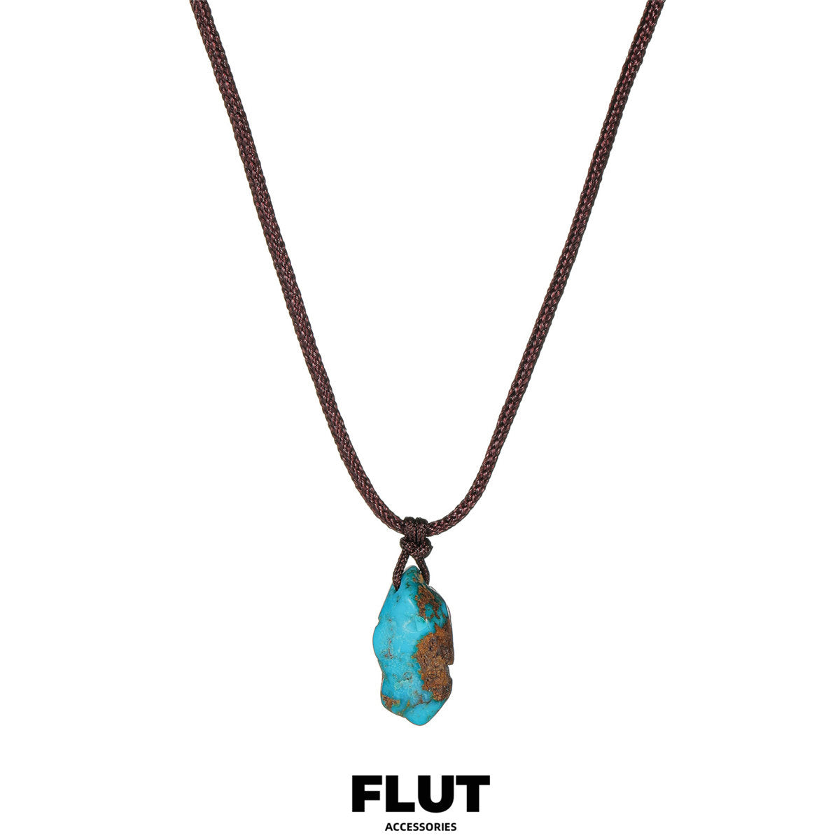 FLUT Turquoise Pendant Necklace with Hand-Braided Cord 182