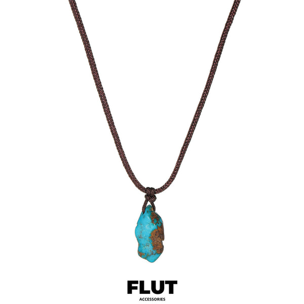 FLUT Turquoise Pendant Necklace with Hand-Braided Cord 182