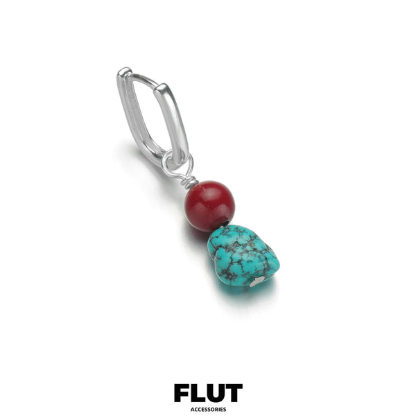 FLUT Turquoise and Cinnabar Earrings in Sterling Silver 291