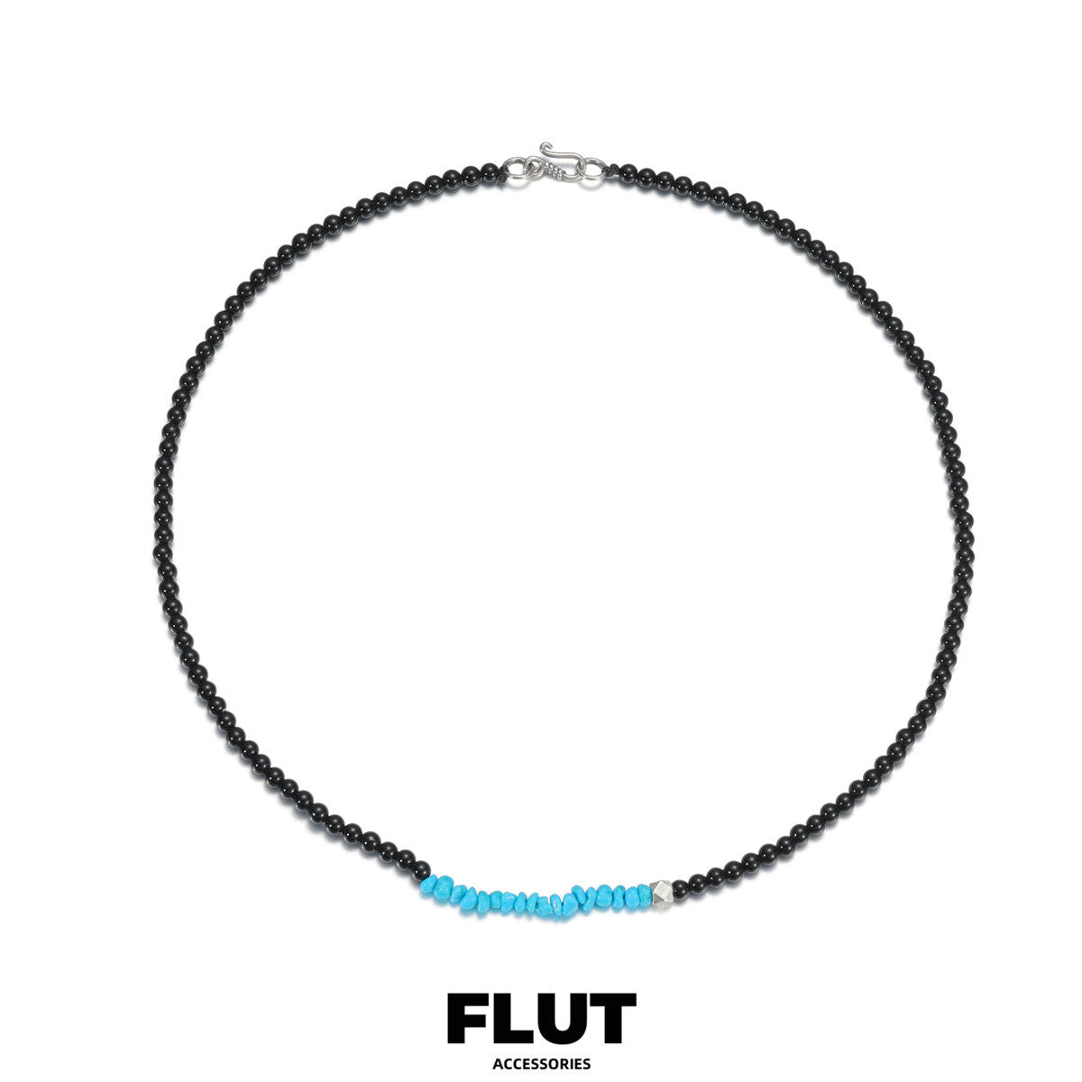 FLUT Sterling Silver Turquoise & Black Onyx Necklace 595