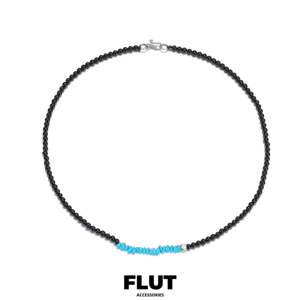 FLUT Sterling Silver Turquoise & Black Onyx Necklace 595
