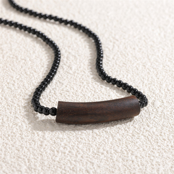 FLUT Agarwood and Black Onyx Beaded Necklace 758