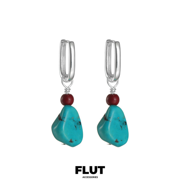 FLUT Turquoise and Cinnabar Sterling Silver Earrings 508