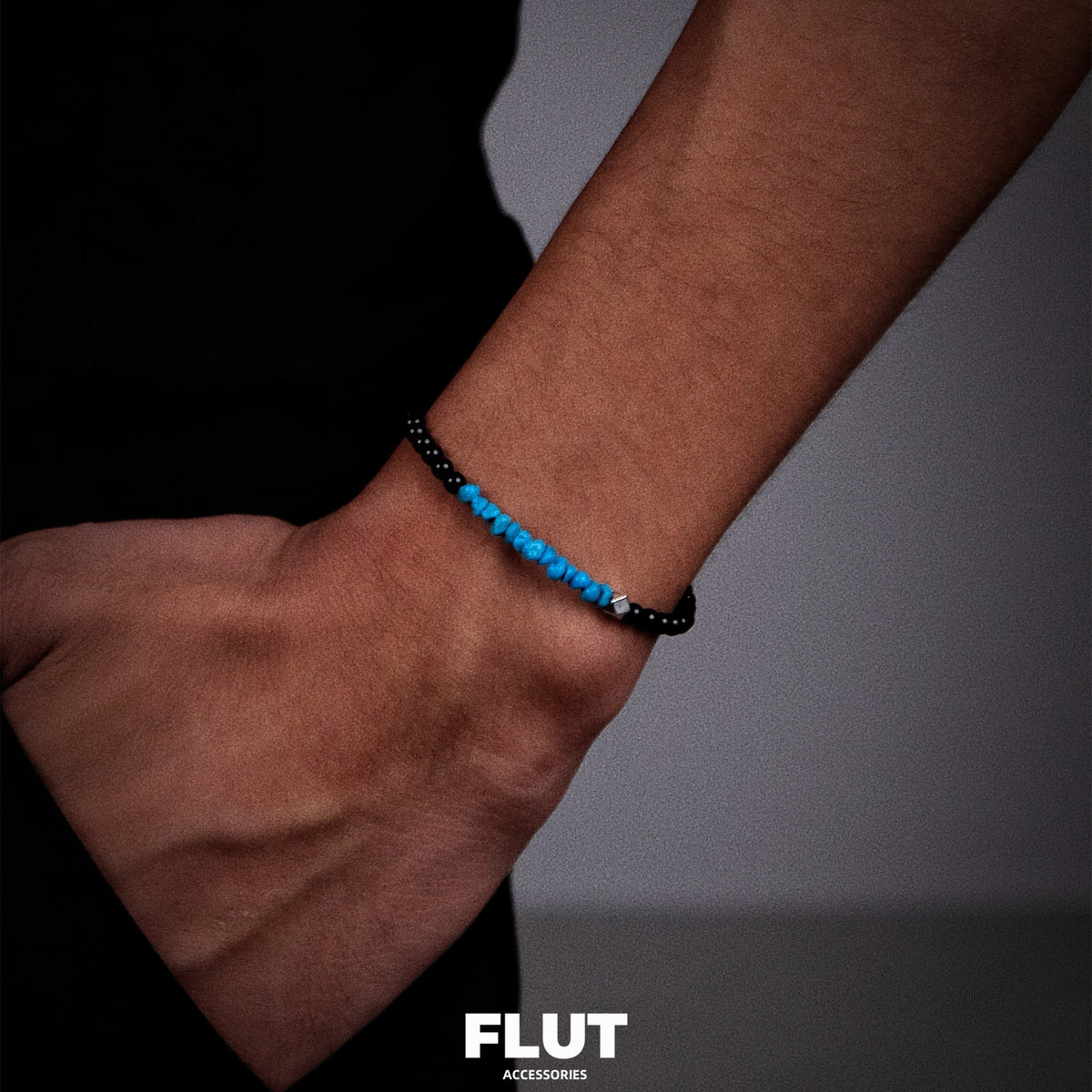 FLUT Turquoise and Black Onyx Beaded Bracelet 653