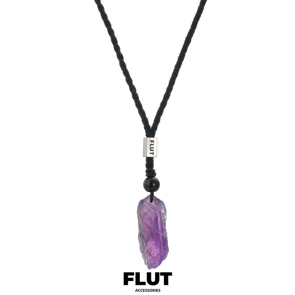 FLUT Natural Amethyst Pendant Cord Necklace