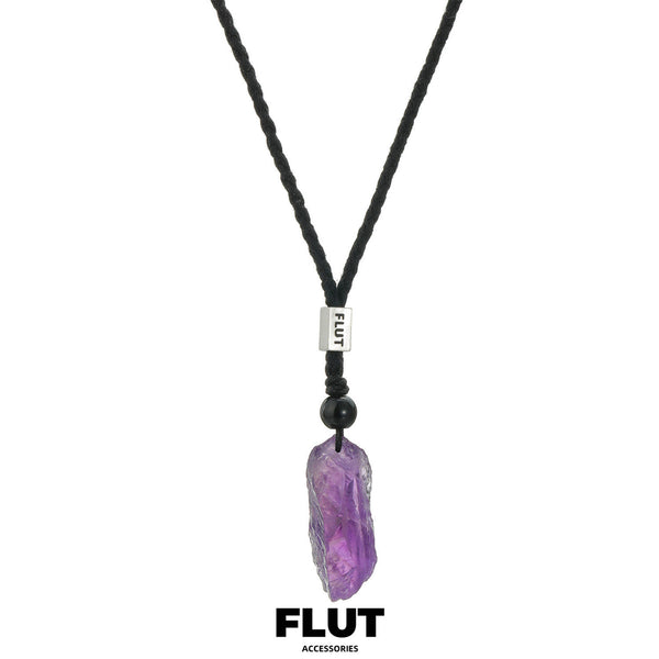 FLUT Natural Amethyst Pendant Cord Necklace