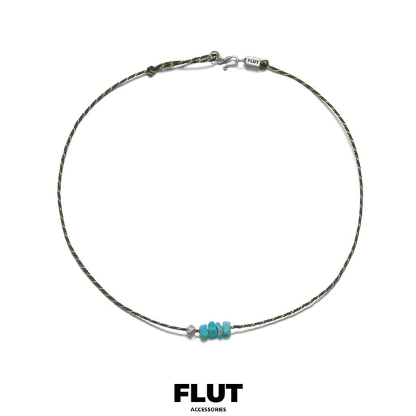 FLUT Natural Turquoise Pendant Necklace with Handwoven Cord 368