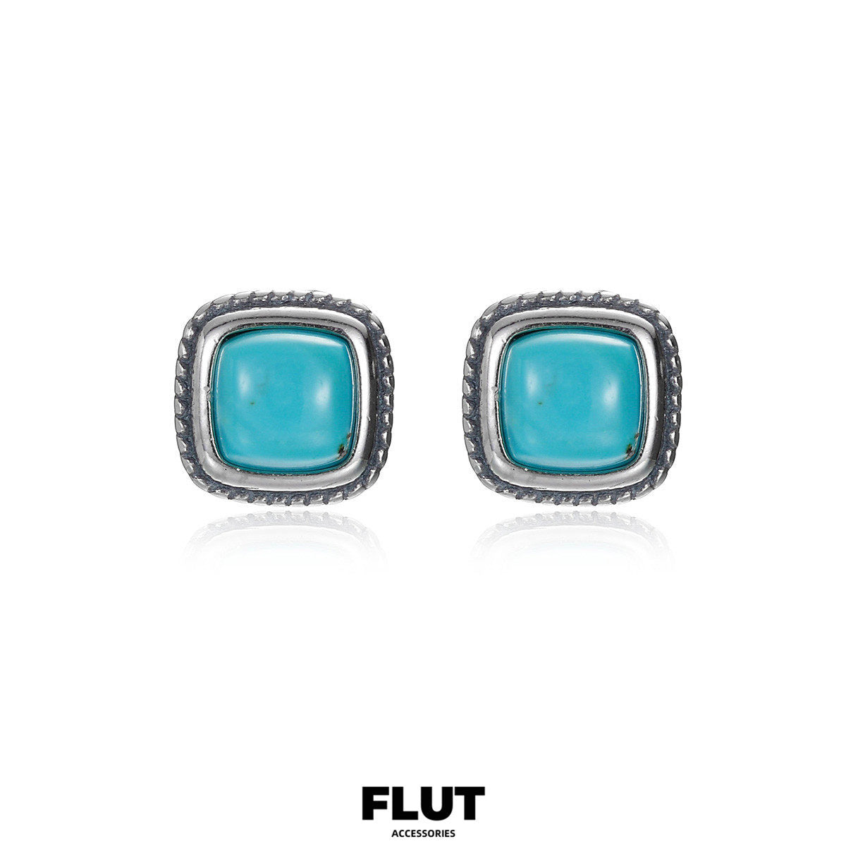 FLUT Turquoise Stud Earrings in Sterling Silver e002
