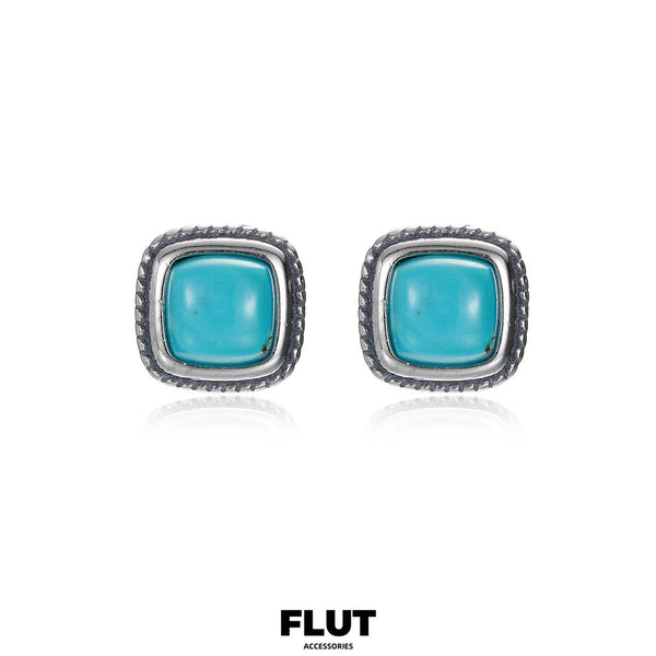 FLUT Turquoise Stud Earrings in Sterling Silver e002
