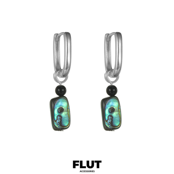 FLUT Square Obsidian Earrings in 925 Sterling Silver 555