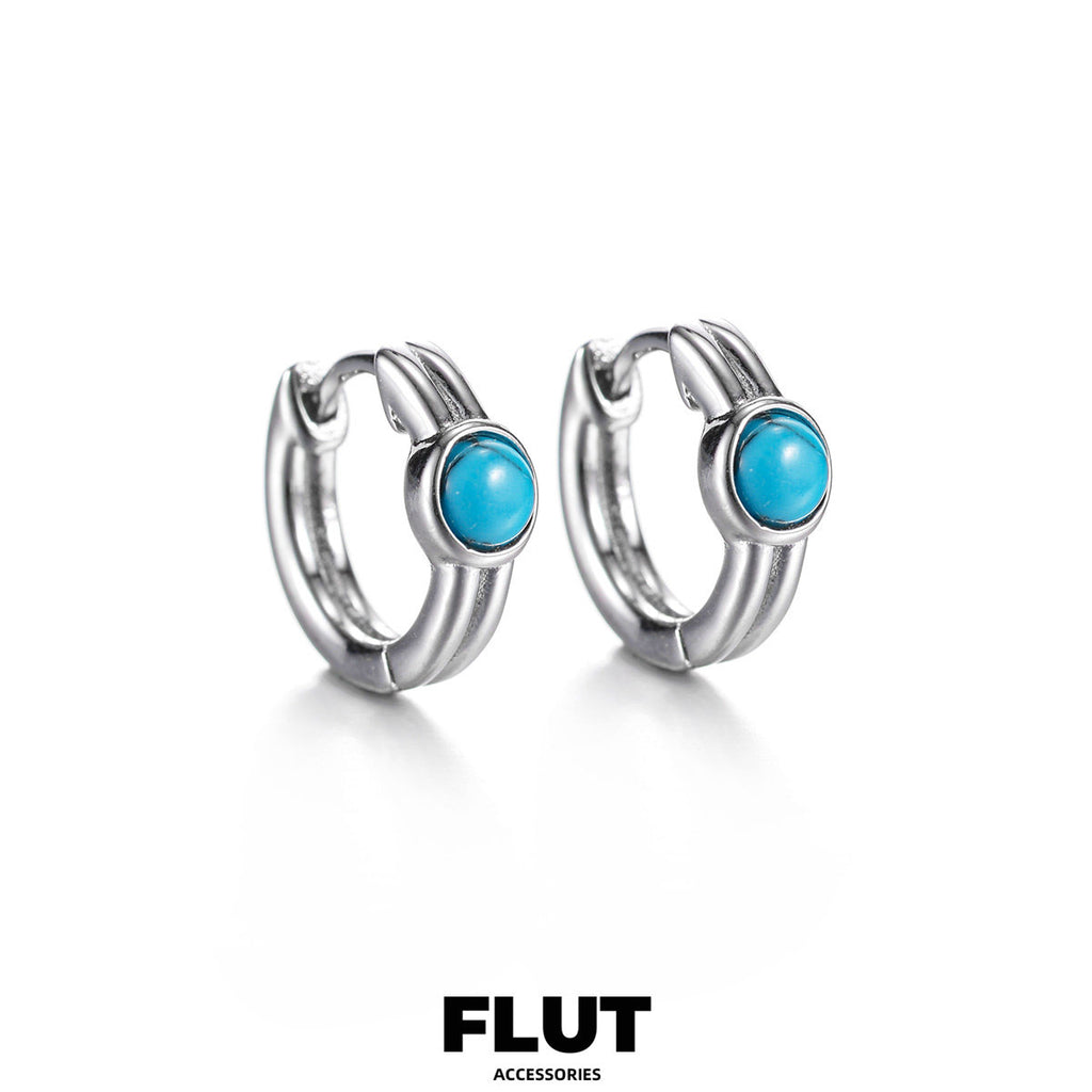 FLUT Turquoise Hoop Earrings in 925 Sterling Silver B024