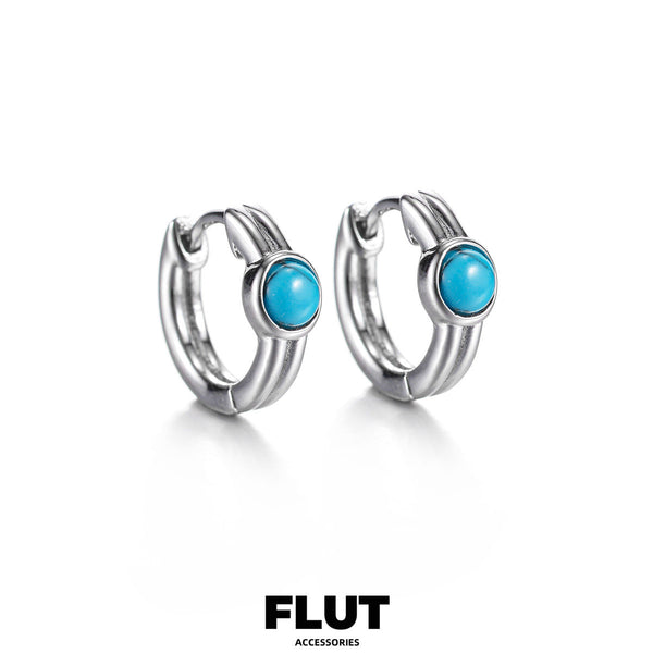 FLUT Turquoise Hoop Earrings in 925 Sterling Silver B024