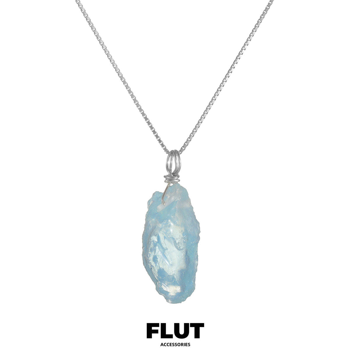 FLUT Organic Aquamarine Pendant Necklace in Sterling Silver 336